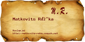 Matkovits Réka névjegykártya